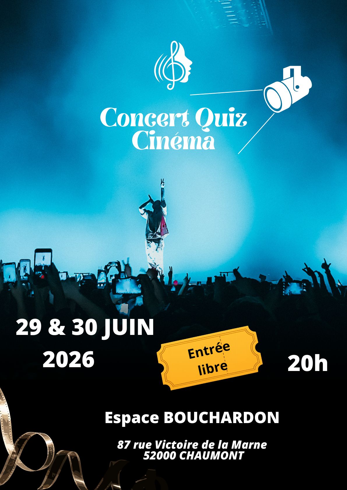 Concerts Quiz cinéma 29 &30 juin 2026